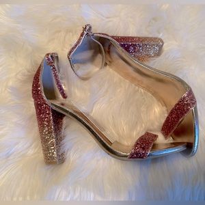 Vintage Pink Disco Glam Ombre’ Sequined Heels•10